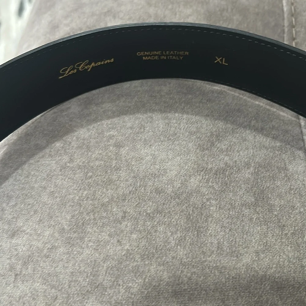 2 LES COPAINS // vintage LC gold logo black leather belt Y2K